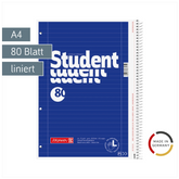 Collegeblock Student Linkshänder | A4, Lineatur 27, 80 Blatt, blau